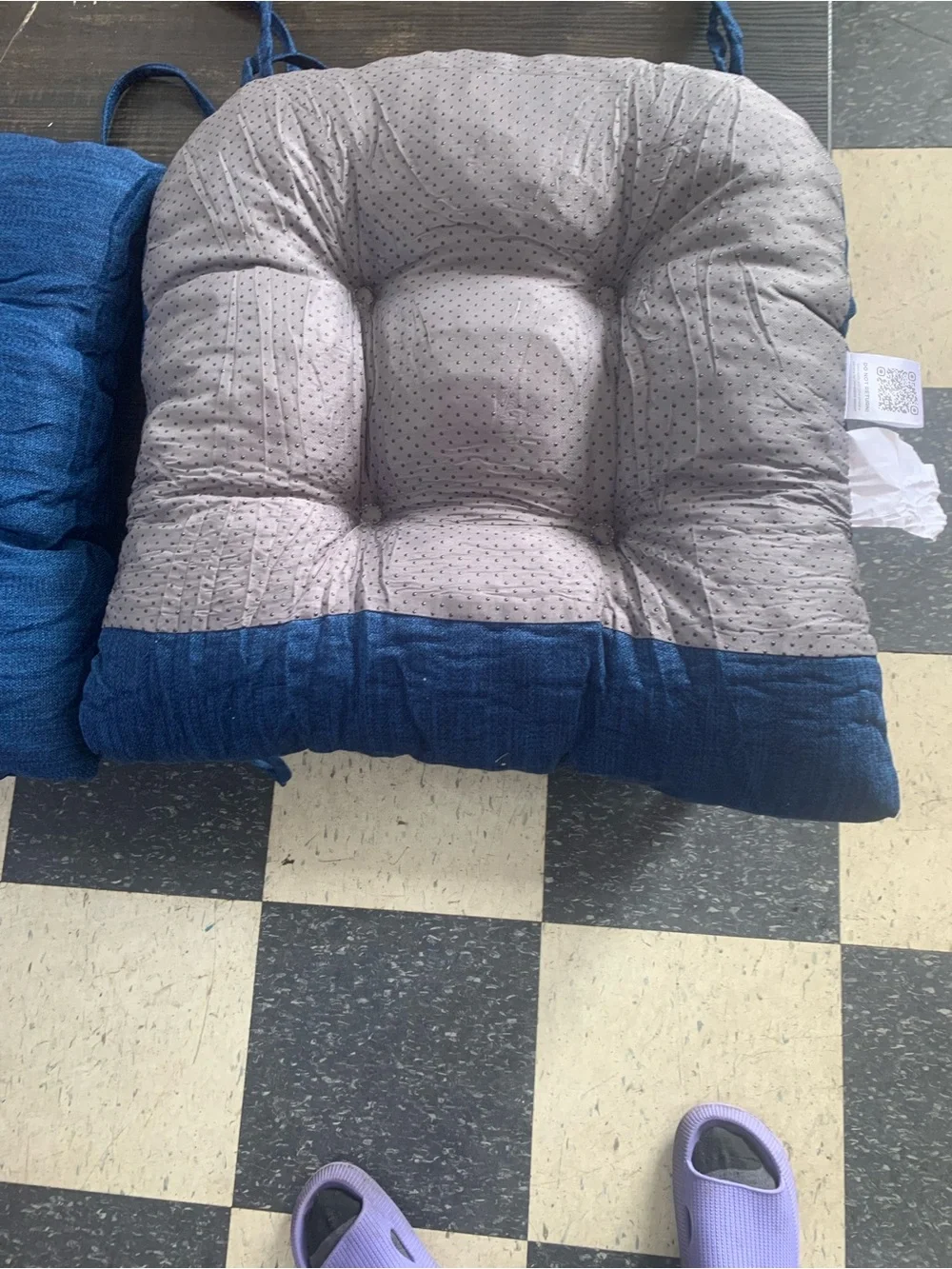 Brand New Blue Tufted Chair Cushions - Set of 2